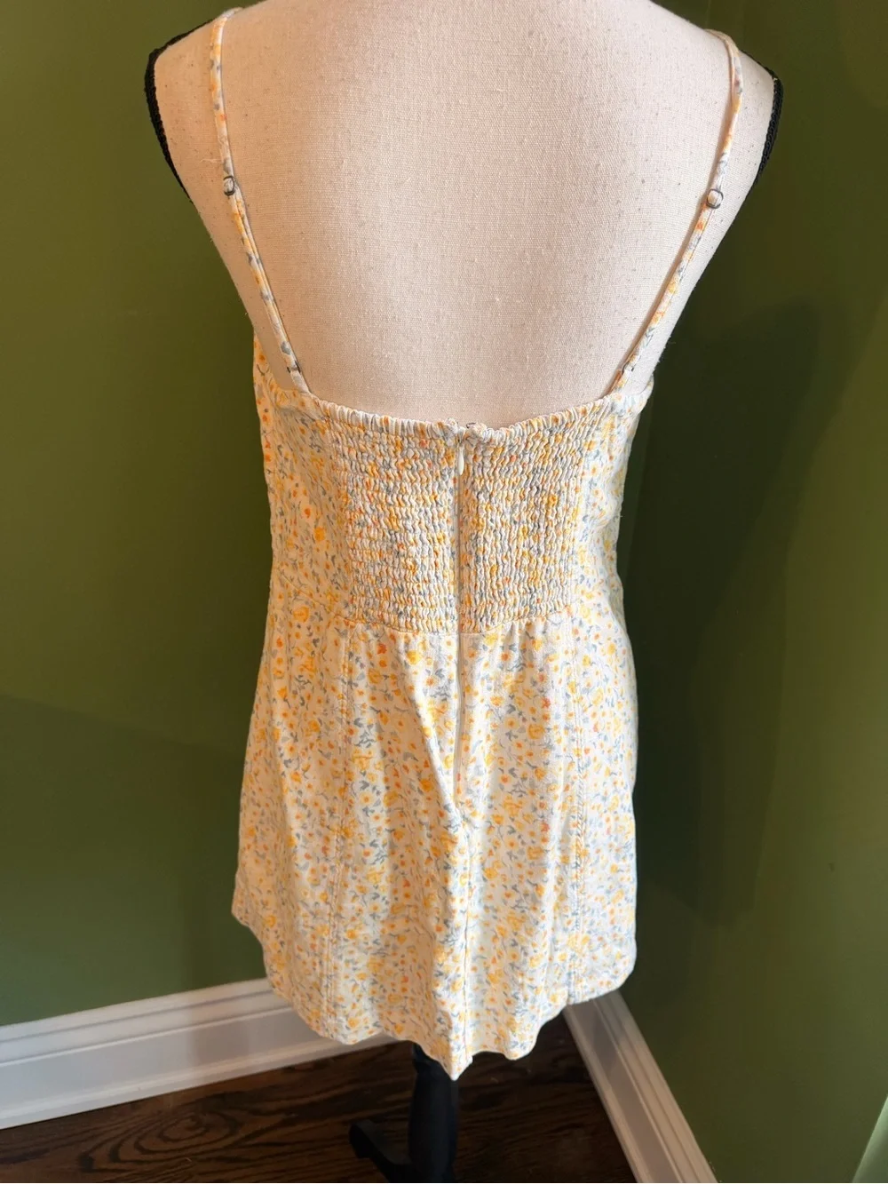 Abercrombie & Fitch Yellow Linen Floral Spaghetti Strap Camisole Dress - Picture 6 of 13